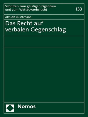 cover image of Das Recht auf verbalen Gegenschlag